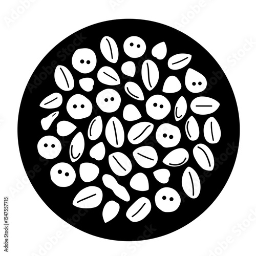 Silhouette of snack plate with nuts and dried fruit on white background, healthy eating