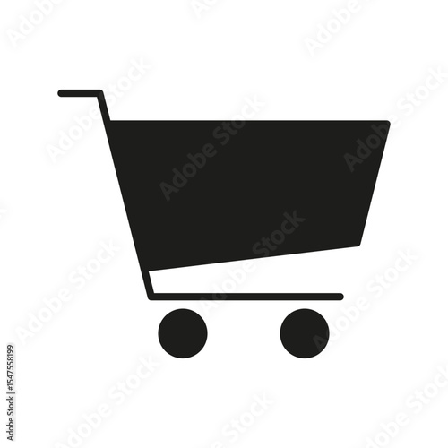Shopping Cart Solid Icon. E-Commerce, Online Shopping, And Retail Marketplace Silhouette Symbol. Consumer Transactions And Digital Commerce. Isolated Vector Illustration