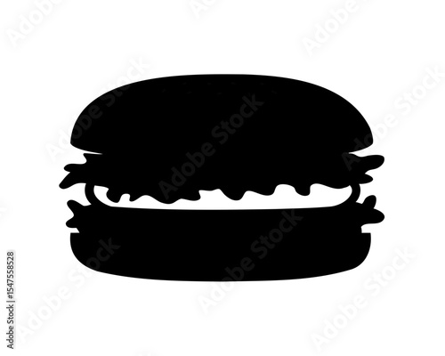 Hamburger silhouette vector, fast food icon, burger icon vector illustration	

