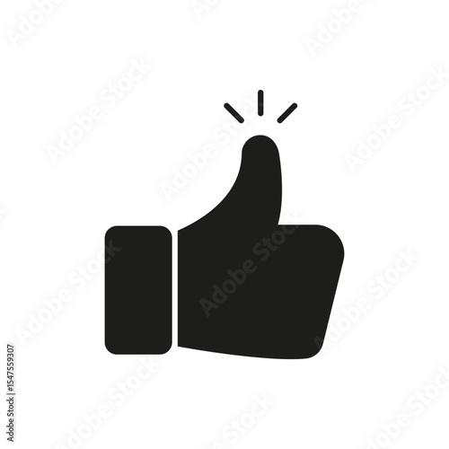 Thumbs Up Like Gesture Solid Icon. Approval, Agreement, And Positive Feedback Silhouette Symbol. Social Media Interaction. Isolated Vector Illustration