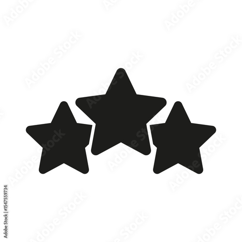 Three Stars Solid Icon. Quality Rating, Feedback Evaluation, And Excellence Recognition Silhouette Symbol. Customer Satisfaction And Review Highlight. Isolated Vector Illustration