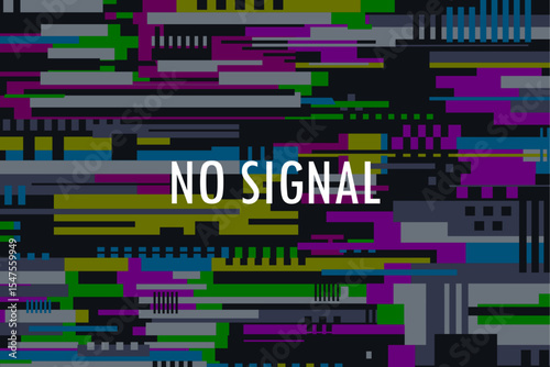 TV glitch. no signal tv screen template. vector glitched illustration