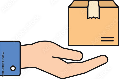 Secure Package Delivery Hand Receiving Cardboard Box Illustration