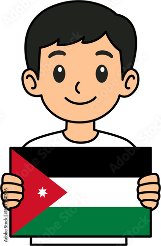 A man is holding the Jordan flag