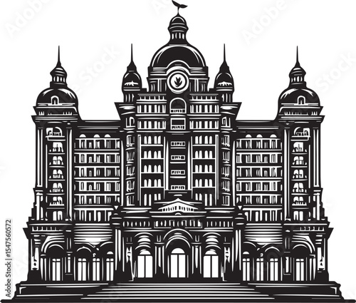 The Grand Aurelia Hotel Luxury Landmark Vector Illustration