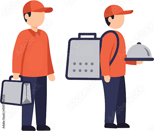 Fast Food Delivery Service Courier Carrying Orders