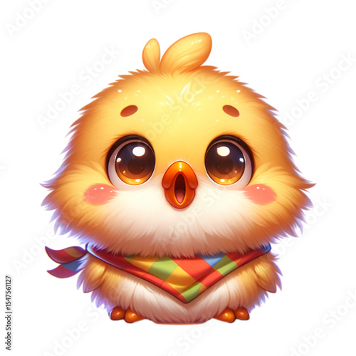Cheerful chick: Capture the essence of pure joy with this adorable chick with fluffy feathers and a captivating smile, perfect for spreading happiness.