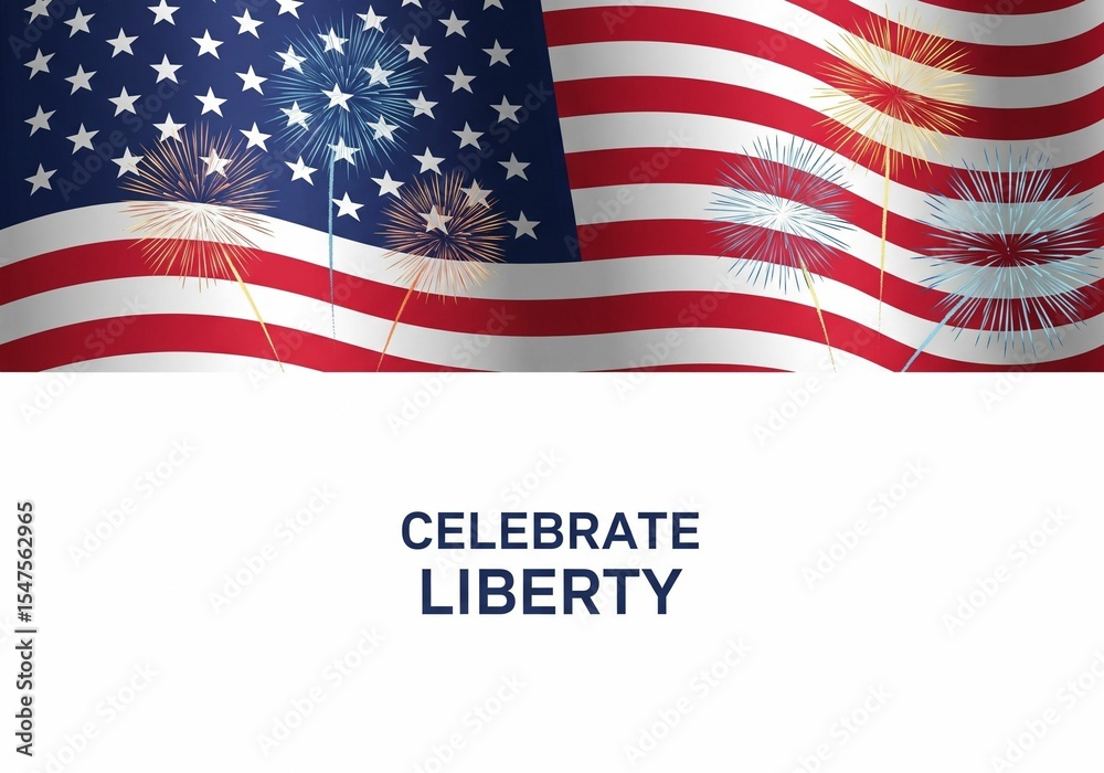 Fototapeta premium American Flag Fireworks Celebrate Liberty and Independence Day