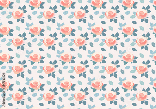 手描き風のレトロな花柄シームレスパターン