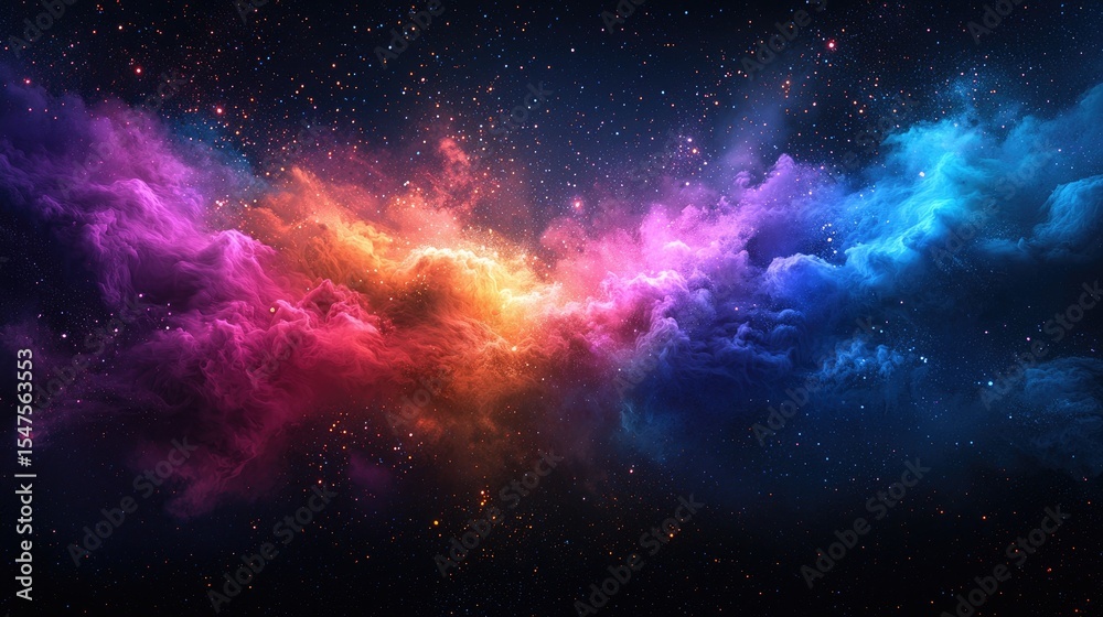 Obraz premium Vibrant nebulae fill the vast expanse of space.