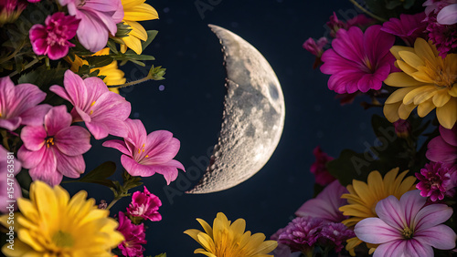 Elegant floral design featuring blossoms and leaves, perfect for a spring or summer nature back.