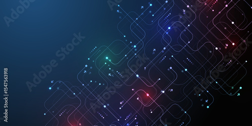 Motherboard technology abstract texture design. Creative idea AI banner concept for internet technology. Software coding. Digital concept for poster, cover, banner, header, web, presentation template.