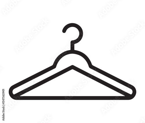 Hanger isolated on white background. Simple line art hangers wardrobe and fashion icons.
