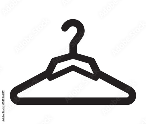 Hanger isolated on white background. Simple line art hangers wardrobe and fashion icons.