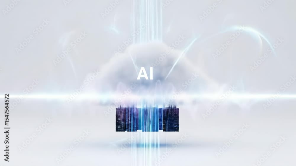 Modern illustration of artificial intelligence cloud computing technology design
