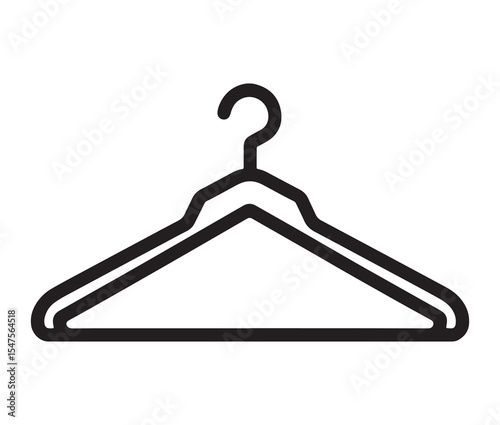 Hanger isolated on white background. Simple line art hangers wardrobe and fashion icons.