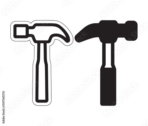 Cartoon hammer and screwdriver vector illustration. Minimalist hammer icon diy tool illustration. 