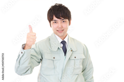 作業服を着た男性