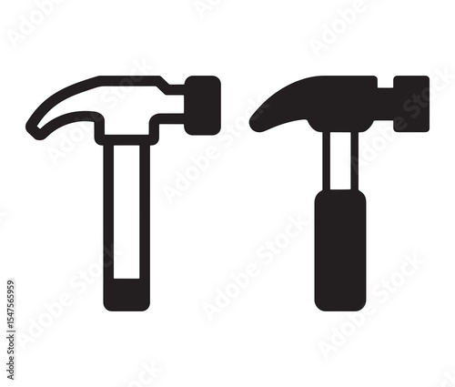 Cartoon hammer and screwdriver vector illustration. Minimalist hammer icon diy tool illustration. 