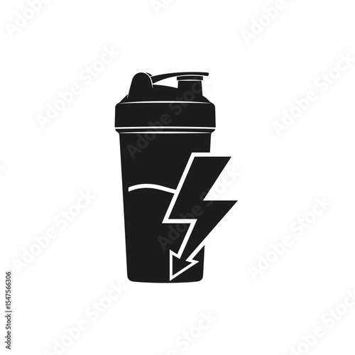 Protein shake icon, energy drink bottle, protein shaker vector isolated on white background