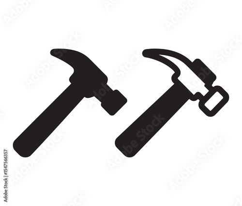 Cartoon hammer and screwdriver vector illustration. Minimalist hammer icon diy tool illustration. 