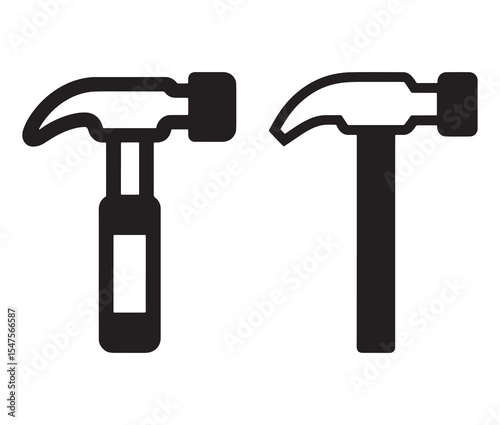 Cartoon hammer and screwdriver vector illustration. Minimalist hammer icon diy tool illustration. 