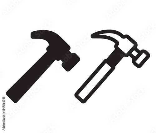 Cartoon hammer and screwdriver vector illustration. Minimalist hammer icon diy tool illustration. 
