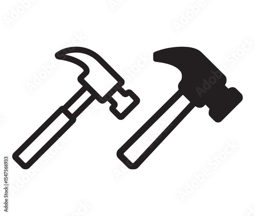 Cartoon hammer and screwdriver vector illustration. Minimalist hammer icon diy tool illustration. 