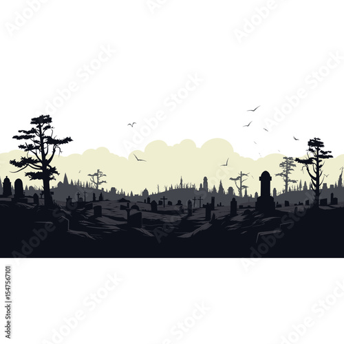 Grave yard Silhouette illustration silhouette background graveyard vector