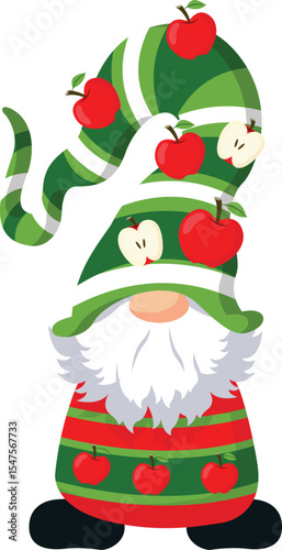 Wallpaper Mural Adorable Apple Gnome Illustration Fall Harvest Design, Autumn Decor, Cute Gnome with Apples, Festive Seasonal Character Torontodigital.ca