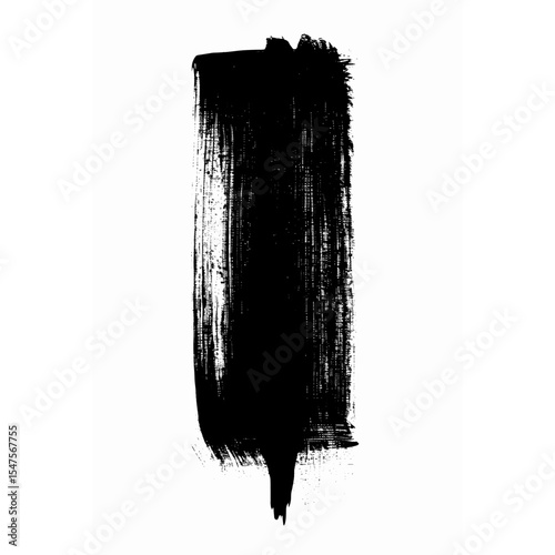Vertical brush stroke silhouette black art vector