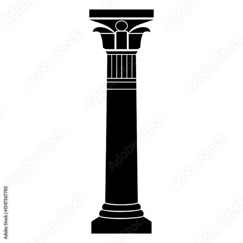 Thick Egypt pillar architecture silhouette column vector