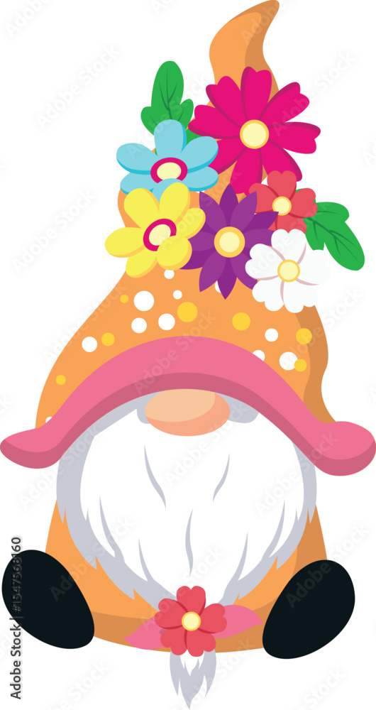 custom made wallpaper toronto digitalAdorable Spring Gnome Illustration Colorful Flowers and Happy Design