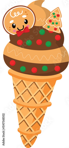 Wallpaper Mural Christmas Gingerbread Ice Cream Cone Festive Holiday Treat Illustration Torontodigital.ca