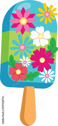 Wallpaper Mural Summertime Delight Flower Popsicle Illustration Torontodigital.ca