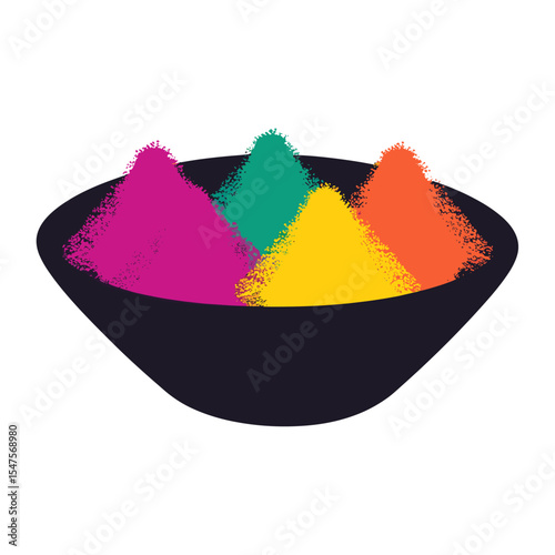 Bowl with powder colors powders holi illustration vector
