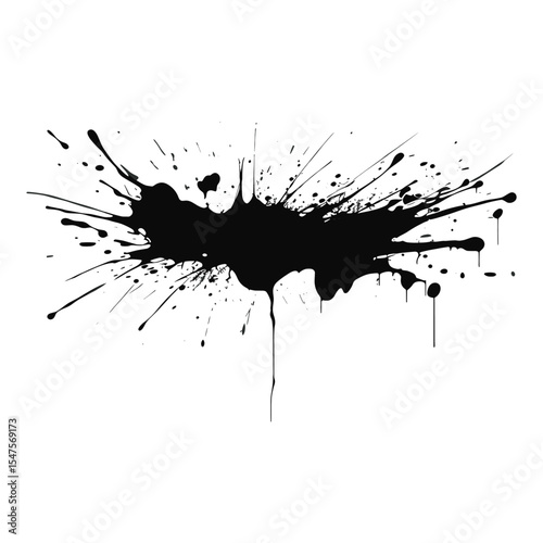 Ink splashes in spots design black art vector