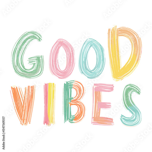 Good vibes text inspirational motivational vector