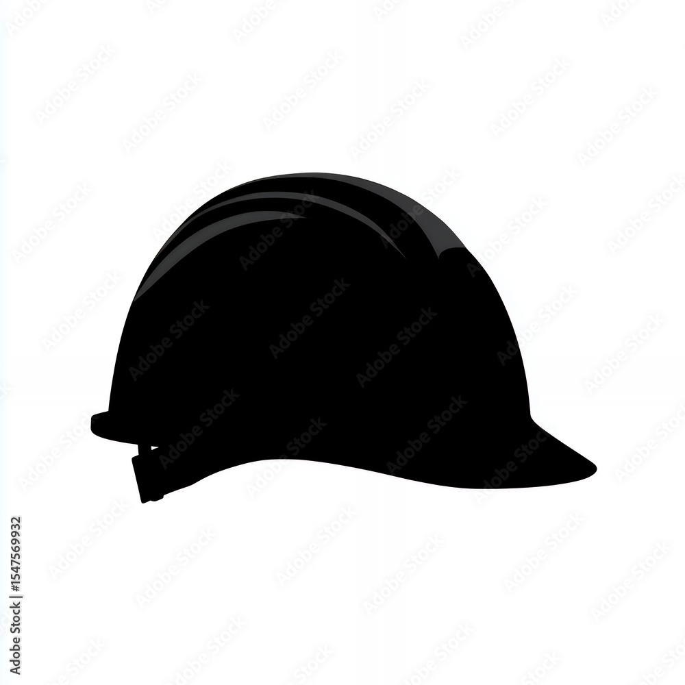 Fototapeta premium A black helmet with a white stripe. It is a safety helmet