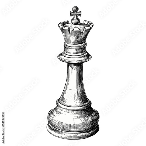 Vintage queen chess illustration game monochrome vector