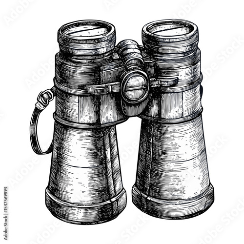 Vintage binocular binoculars illustration white vector