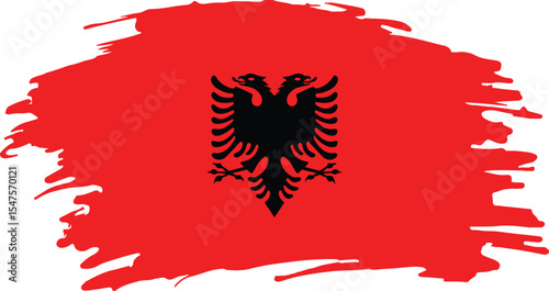 artistic albania flag with double-headed eagle brushstroke