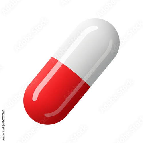 Medical Capsule Red and White Pill Illustration