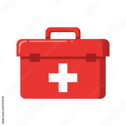 Red First Aid Kit Icon Medical Emergency Preparedness