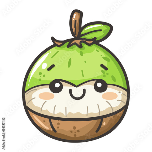 Front view of coconut water illustration cartoon fruit vector
