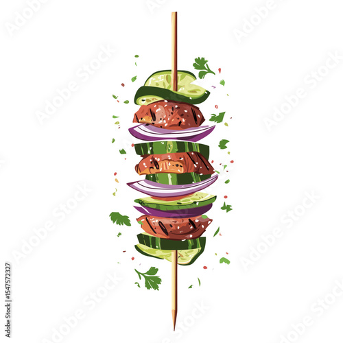 Shawarma kebab food illustration vegetable vector