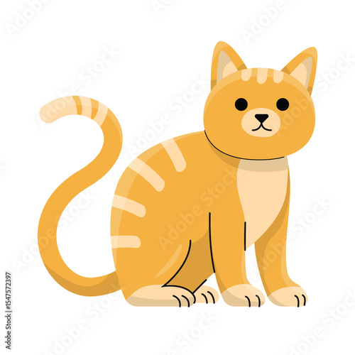 Cute Orange Tabby Cat Vector Illustration Adorable Pet Artwork