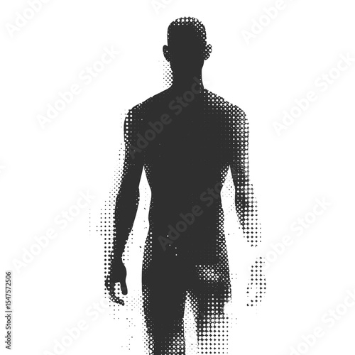 A simple full body human silhouette halftone effect vector