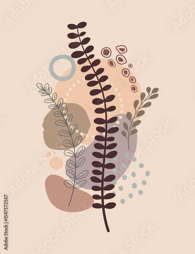 Wallpaper Mural Boho art drawing with abstract shape. Abstract Plant Art design for print, cover, wallpaper, Minimal and natural wall art. Torontodigital.ca