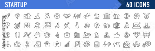 Startup web icons in line style. Business, Creative, idea, marketing, target, developement, collection. Vector illustration.